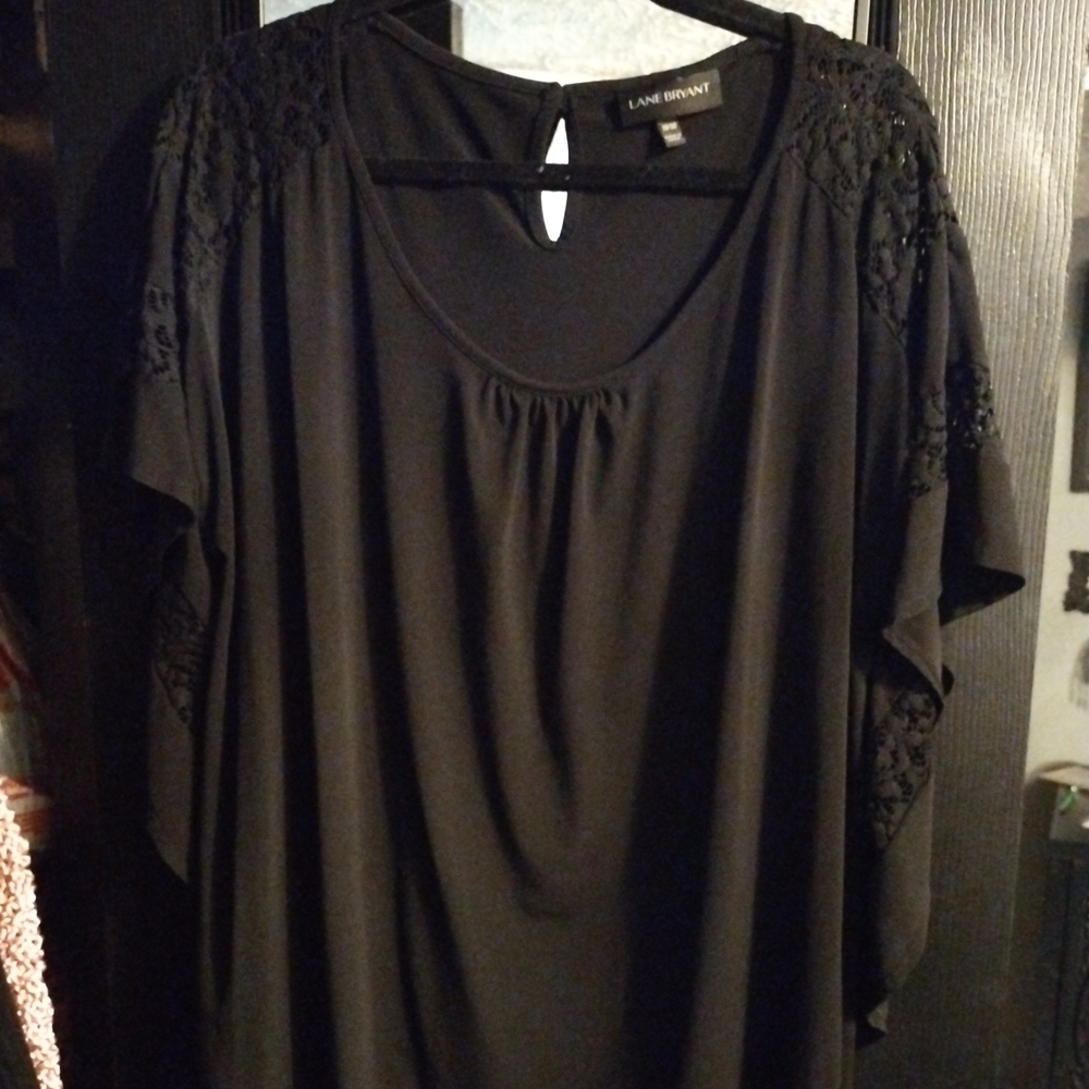 Lane Bryant Black Lace Detail Women's Top
